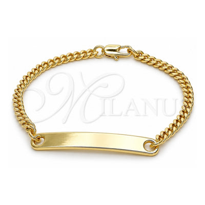Oro Laminado ID Bracelet, Gold Filled Style Polished, Golden Finish, 03.63.1841.08 (100 Gauge, 04 MM Thickness, 8 Inches Length)