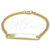 Oro Laminado ID Bracelet, Gold Filled Style Polished, Golden Finish, 03.63.1841.08 (100 Gauge, 04 MM Thickness, 8 Inches Length)