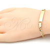 Oro Laminado ID Bracelet, Gold Filled Style Curb Design, Polished, Golden Finish, 5.227.013.1.06 (Thickness, 6 Inches Length)