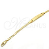 Oro Laminado ID Bracelet, Gold Filled Style Curb Design, Polished, Golden Finish, 5.227.013.1.06 (Thickness, 6 Inches Length)