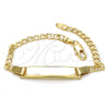 Oro Laminado ID Bracelet, Gold Filled Style Curb Design, Polished, Golden Finish, 5.227.013.1.06 (Thickness, 6 Inches Length)