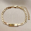 Oro Laminado ID Bracelet, Gold Filled Style Curb Design, Polished, Golden Finish, 5.227.013.1.06 (Thickness, 6 Inches Length)