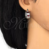 Rhodium Gold Filled Small Hoop, with Garnet and White Cubic Zirconia, Polished, Rhodium Finish, 02.185.0001.9.20