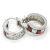 Rhodium Gold Filled Small Hoop, with Garnet and White Cubic Zirconia, Polished, Rhodium Finish, 02.185.0001.9.20