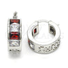 Rhodium Gold Filled Small Hoop, with Garnet and White Cubic Zirconia, Polished, Rhodium Finish, 02.185.0001.9.20