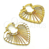 Oro Laminado Small Hoop, Gold Filled Style Heart Design, Polished, Tricolor, 02.100.0063.1.25