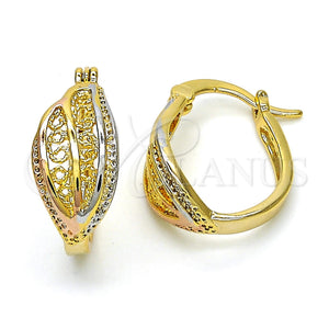 Gold Filled Hoop Earrings — Small Hoop Polished Tricolor 02. — main product view — SKU 119908 | Oro Laminado aretes de aro — Small Hoop pulido Tricolor 02. — SKU 119908