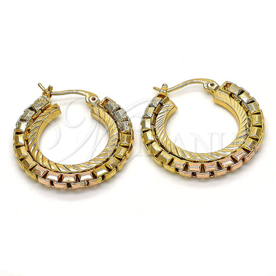 Gold Filled Hoop Earrings — Small Hoop Polished Tricolor 02. for wholesale, main product view