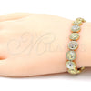 Oro Laminado Fancy Bracelet, Gold Filled Style Diamond Cutting Finish, Tricolor, 03.100.0046.1.07 (09 MM Thickness, 7 Inches Length)