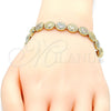 Oro Laminado Fancy Bracelet, Gold Filled Style Diamond Cutting Finish, Tricolor, 03.100.0046.1.07 (09 MM Thickness, 7 Inches Length)