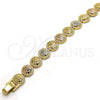 Oro Laminado Fancy Bracelet, Gold Filled Style Diamond Cutting Finish, Tricolor, 03.100.0046.1.07 (09 MM Thickness, 7 Inches Length)