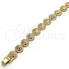 Oro Laminado Fancy Bracelet, Gold Filled Style Diamond Cutting Finish, Tricolor, 03.100.0046.1.07 (09 MM Thickness, 7 Inches Length)