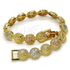 Oro Laminado Fancy Bracelet, Gold Filled Style Diamond Cutting Finish, Tricolor, 03.100.0046.1.07 (09 MM Thickness, 7 Inches Length)