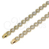 Oro Laminado Fancy Bracelet, Gold Filled Style Diamond Cutting Finish, Tricolor, 03.100.0046.1.07 (09 MM Thickness, 7 Inches Length)
