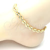 Oro Laminado Fancy Anklet, Gold Filled Style Puff Mariner Design, Polished, Golden Finish, 04.63.1311.10 (Thickness, 10 Inches Length)