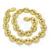 Oro Laminado Fancy Anklet, Gold Filled Style Puff Mariner Design, Polished, Golden Finish, 04.63.1311.10 (Thickness, 10 Inches Length)