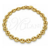 Oro Laminado Fancy Anklet, Gold Filled Style Puff Mariner Design, Polished, Golden Finish, 04.63.1311.10 (Thickness, 10 Inches Length)