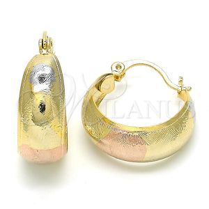 Gold Filled Hoop Earrings — Small Hoop Polished Tricolor 02. — main product view — SKU 119927 | Oro Laminado aretes de aro — Small Hoop pulido Tricolor 02. — SKU 119927