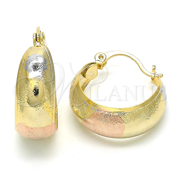 Gold Filled Hoop Earrings — Small Hoop Polished Tricolor 02. — main product view — SKU 119927 | Oro Laminado aretes de aro — Small Hoop pulido Tricolor 02. — SKU 119927