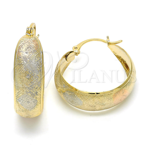 Gold Filled Hoop Earrings — Medium Hoop Polished Tricolor 02. — main product view — SKU 119928 | Oro Laminado aretes de aro — Medium Hoop pulido Tricolor 02. — SKU 119928