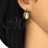 Oro Laminado Small Hoop, Gold Filled Style Flower Design, Polished, Tricolor, 02.106.0002.1.20