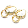 Oro Laminado Small Hoop, Gold Filled Style Flower Design, Polished, Tricolor, 02.106.0002.1.20
