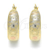 Oro Laminado Medium Hoop, Gold Filled Style Flower Design, Polished, Tricolor, 02.106.0002.1.30