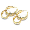 Oro Laminado Medium Hoop, Gold Filled Style Flower Design, Polished, Tricolor, 02.106.0002.1.30