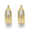 Oro Laminado Small Hoop, Gold Filled Style Greek Key Design, Polished, Tricolor, 02.106.0003.1.20