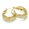 Oro Laminado Small Hoop, Gold Filled Style Greek Key Design, Polished, Tricolor, 02.106.0003.1.20