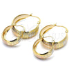 Oro Laminado Small Hoop, Gold Filled Style Greek Key Design, Polished, Tricolor, 02.106.0003.1.20