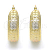 Oro Laminado Medium Hoop, Gold Filled Style Greek Key Design, Polished, Tricolor, 02.106.0003.1.30