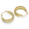 Oro Laminado Medium Hoop, Gold Filled Style Greek Key Design, Polished, Tricolor, 02.106.0003.1.30