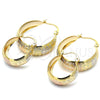 Oro Laminado Medium Hoop, Gold Filled Style Greek Key Design, Polished, Tricolor, 02.106.0003.1.30