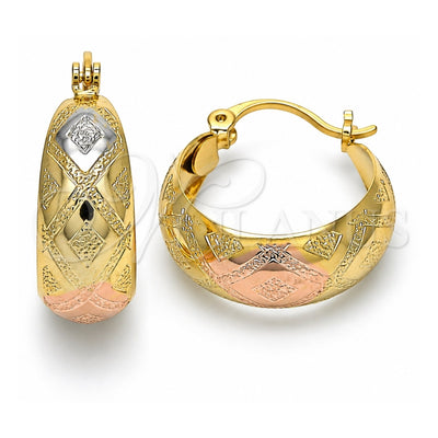 Oro Laminado Small Hoop, Gold Filled Style Polished, Tricolor, 02.106.0004.1.20