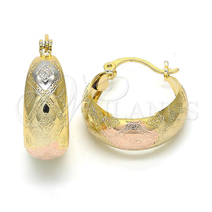 Gold Filled Hoop Earrings — Small Hoop Polished Tricolor 02. — main product view — SKU 119933 | Oro Laminado aretes de aro — Small Hoop pulido Tricolor 02. — SKU 119933