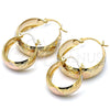 Oro Laminado Medium Hoop, Gold Filled Style Polished, Tricolor, 02.106.0004.1.30