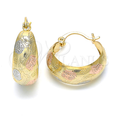 Gold Filled Hoop Earrings — Small Hoop Polished Tricolor 02. for wholesale, main product view