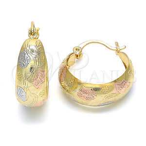 Gold Filled Hoop Earrings — Small Hoop Polished Tricolor 02. — main product view — SKU 119935 | Oro Laminado aretes de aro — Small Hoop pulido Tricolor 02. — SKU 119935