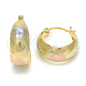 Gold Filled Hoop Earrings — Small Hoop Matte Tricolor 02. — main product view — SKU 119938 | Oro Laminado aretes de aro — Small Hoop Matte Tricolor 02. — SKU 119938