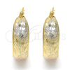 Oro Laminado Medium Hoop, Gold Filled Style Matte Finish, Tricolor, 02.106.0006.1.30
