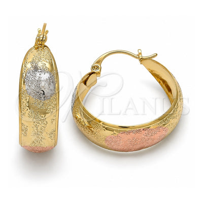Oro Laminado Medium Hoop, Gold Filled Style Matte Finish, Tricolor, 02.106.0006.1.30