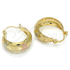 Oro Laminado Small Hoop, Gold Filled Style Butterfly Design, Polished, Tricolor, 02.106.0007.1.20