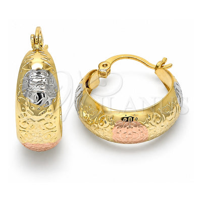 Oro Laminado Small Hoop, Gold Filled Style Polished, Tricolor, 02.106.0009.1.20