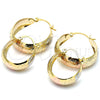 Oro Laminado Medium Hoop, Gold Filled Style Polished, Tricolor, 02.106.0009.1.30