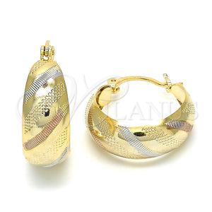 Gold Filled Hoop Earrings — Small Hoop Polished Tricolor 02. — main product view — SKU 119948 | Oro Laminado aretes de aro — Small Hoop pulido Tricolor 02. — SKU 119948
