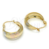Oro Laminado Small Hoop, Gold Filled Style Polished, Tricolor, 02.106.0012.1.20
