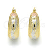 Oro Laminado Small Hoop, Gold Filled Style Matte Finish, Tricolor, 02.106.0013.1.20