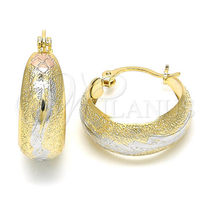 Gold Filled Hoop Earrings — Small Hoop Matte Tricolor 02. — main product view — SKU 119952 | Oro Laminado aretes de aro — Small Hoop Matte Tricolor 02. — SKU 119952