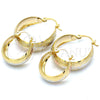 Oro Laminado Small Hoop, Gold Filled Style Matte Finish, Tricolor, 02.106.0013.1.20
